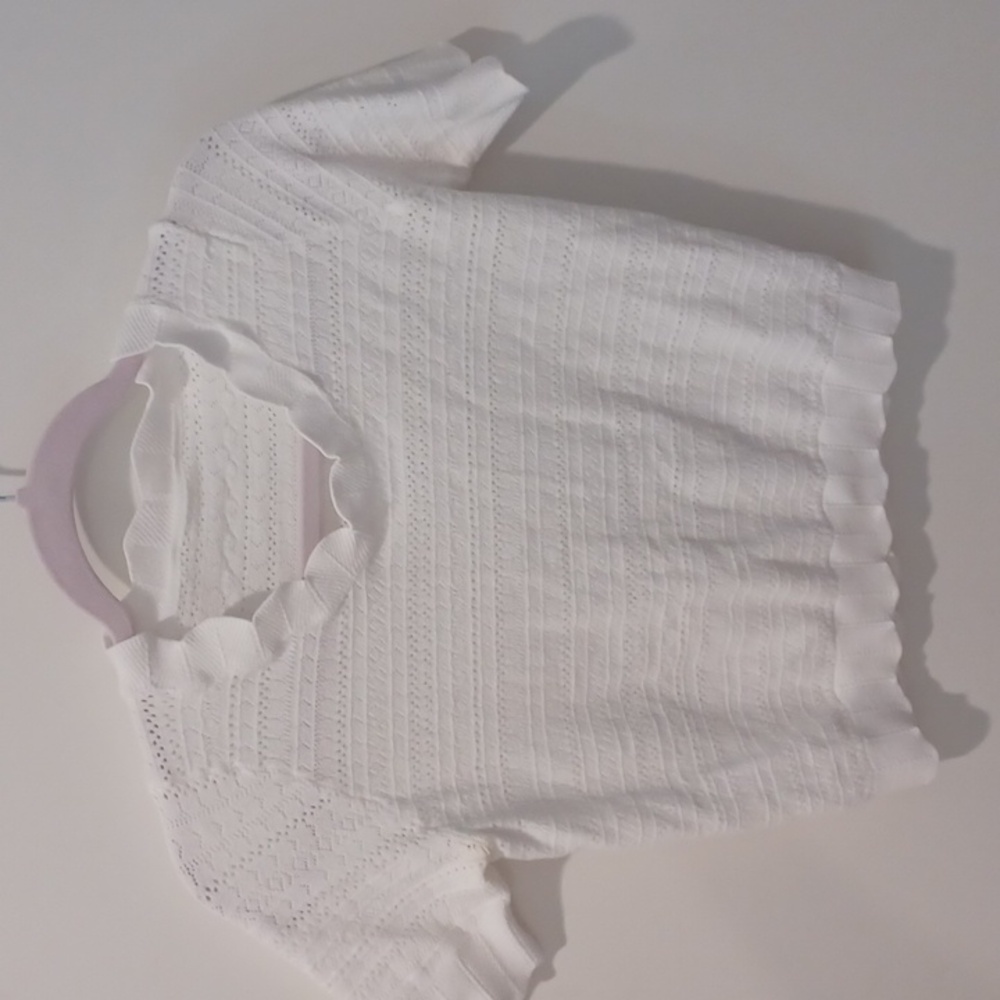 Chic White Kids' Scalloped Sweater